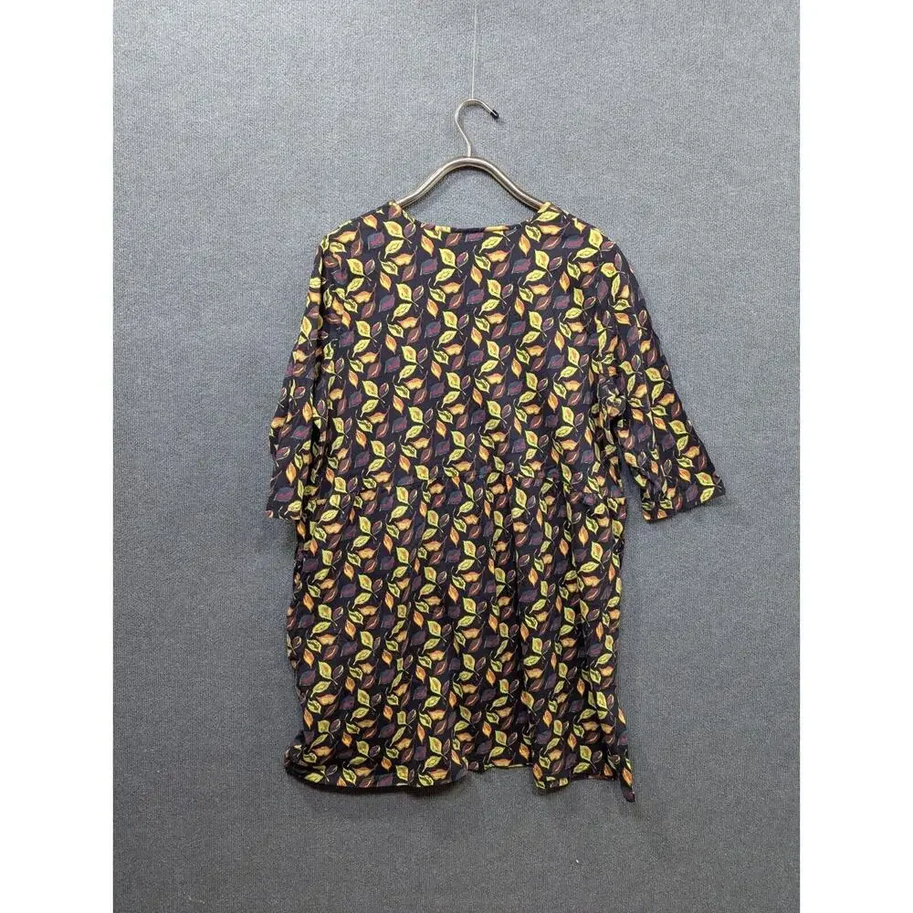 Ulla Popken Tunic Dress Womens 20/22 Pockets Leaf Print Empire Knit A Line